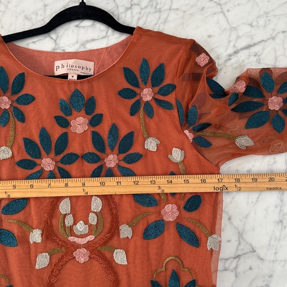 Philosophy Floral Embroidered Mesh Dress size M - Picture 5 of 7